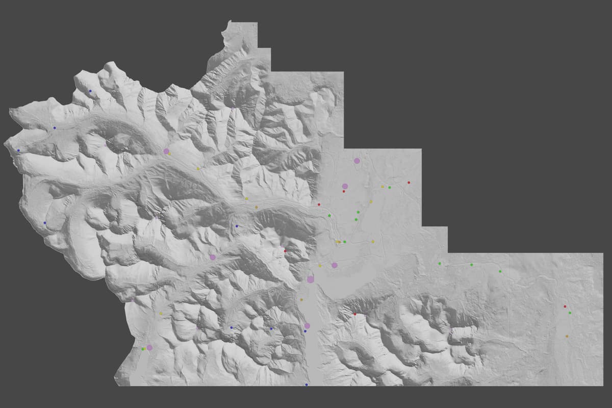 LED-illuminated interactive map installation